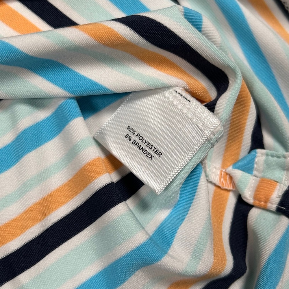 Peter Millar Summer Comfort Kapalua Golf Polo Mens Large Blue Orange Striped L - Picture 5 of 12